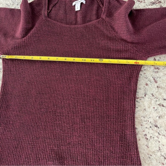 NINE WEST PURPLE Size Large Metallic SPARKLE BALLOON Sleeve RIBBED SWEATER DRESS - Picture 7 of 8